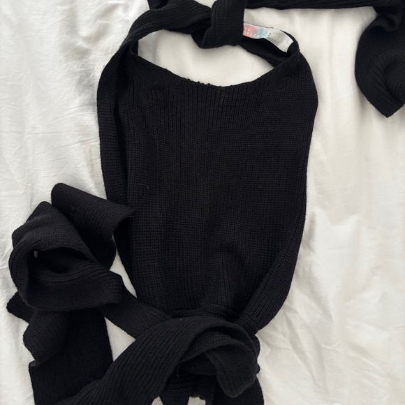 Free People Orchid Convertible Tie Top Black - Picture 2 of 3